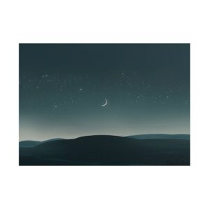 Crescent Moon over Hills Poster