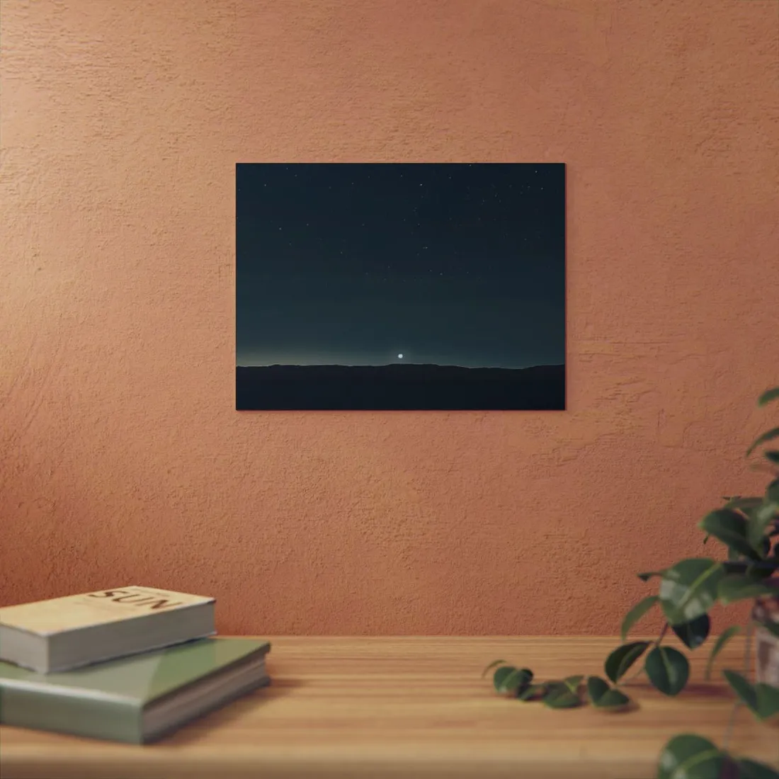 Minimalist Night Sky: Celestial Artwork with Stars and Palette - Metal Poster