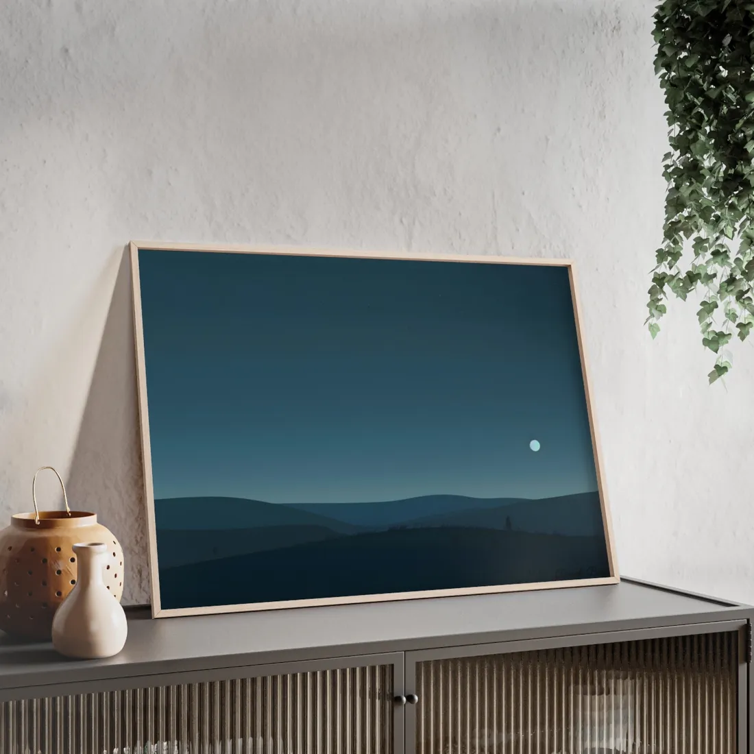 Minimalist Night Sky: Ethereal Stars - Framed Poster