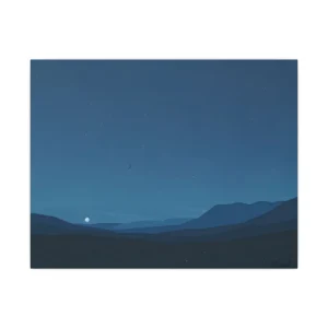 Night Hills with Crescent Moon Canvas Print