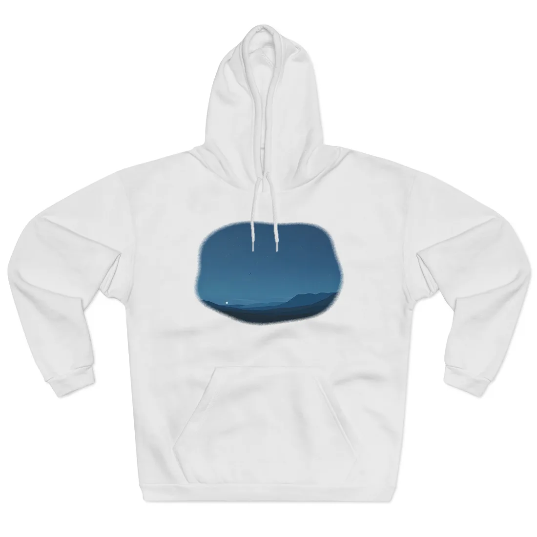 Minimalist Night Sky: Stars and Crescent Moon Art - Hoodie (White)