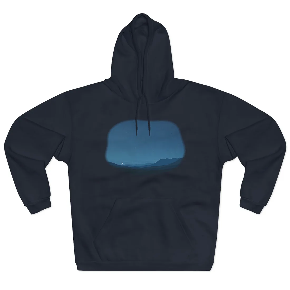 Minimalist Night Sky: Stars and Crescent Moon Art - Hoodie (Navy)