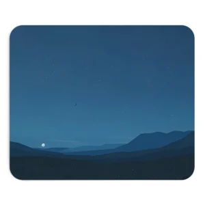 Night Hills with Crescent Moon Mouse Pad