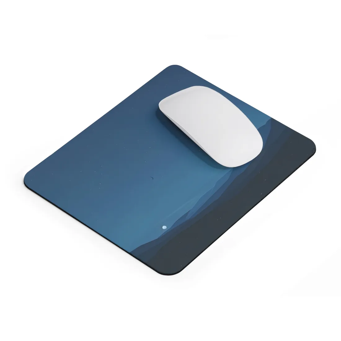 Minimalist Night Sky: Stars and Crescent Moon Art - Mouse Pad