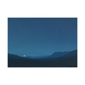 Night Hills with Crescent Moon Poster
