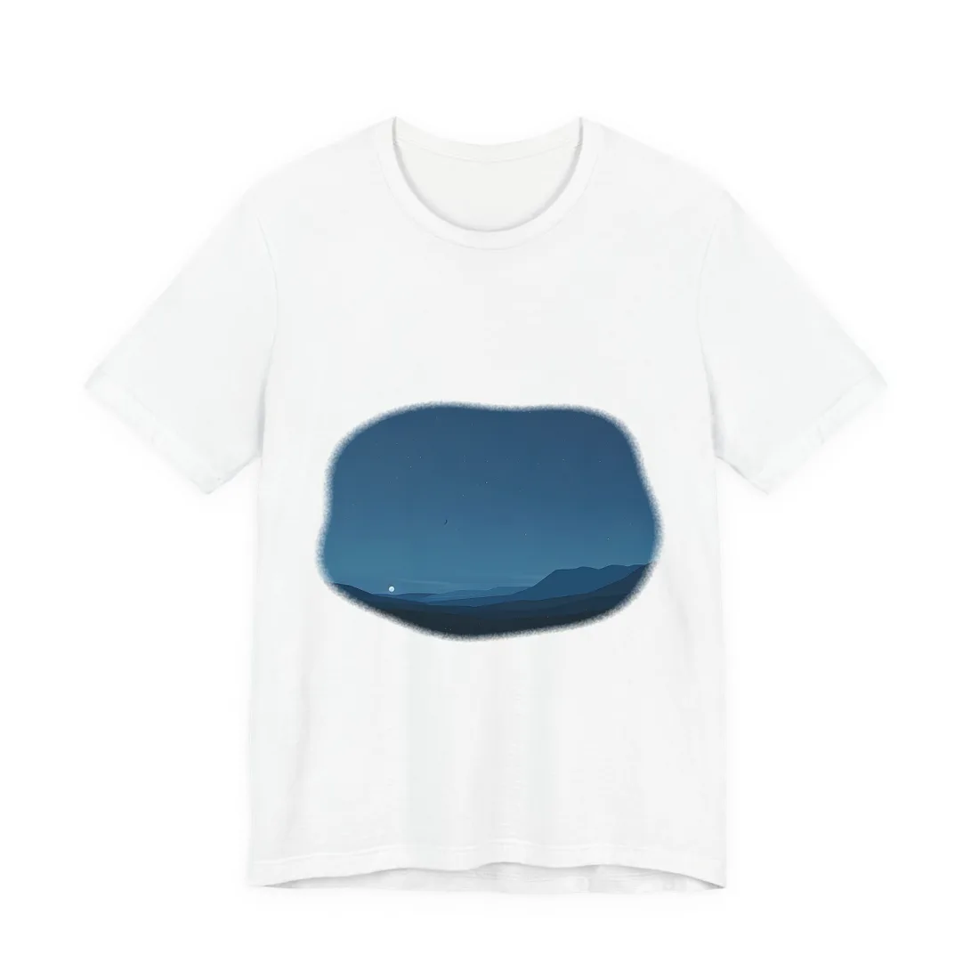 Minimalist Night Sky: Stars and Crescent Moon Art - T-Shirt (White)