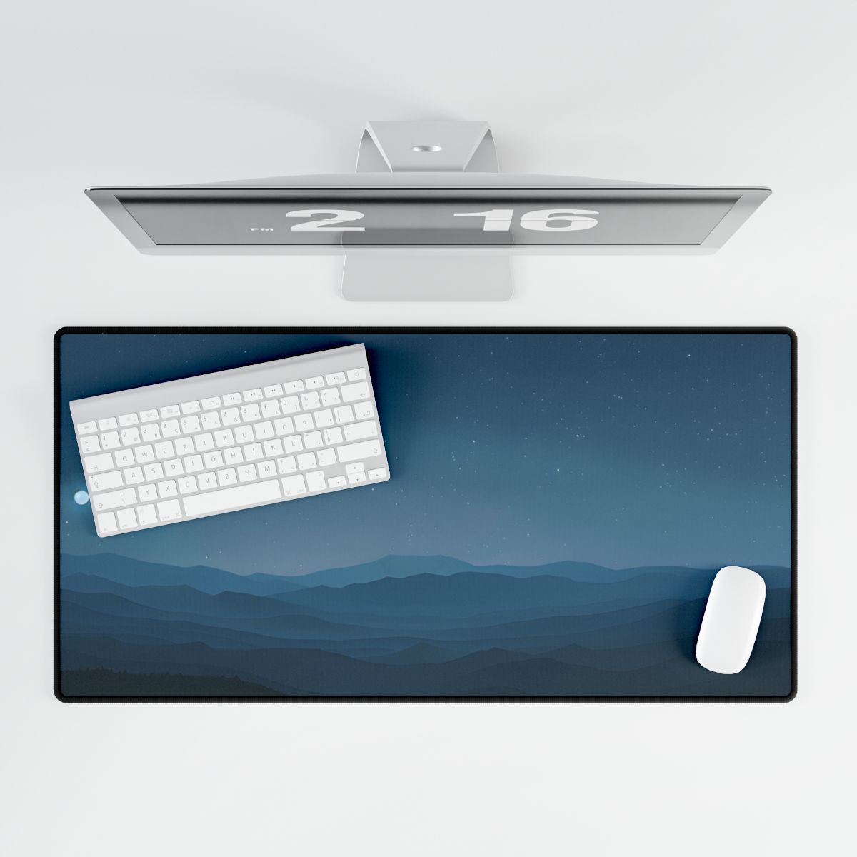Minimalist Night Sky: Tranquil Artwork - Desk Mat