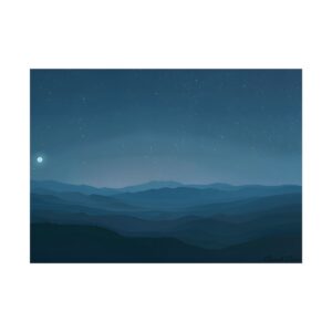 Mountains Under Starry Night Poster