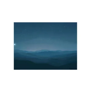 Mountains Under Starry Night Metal Poster