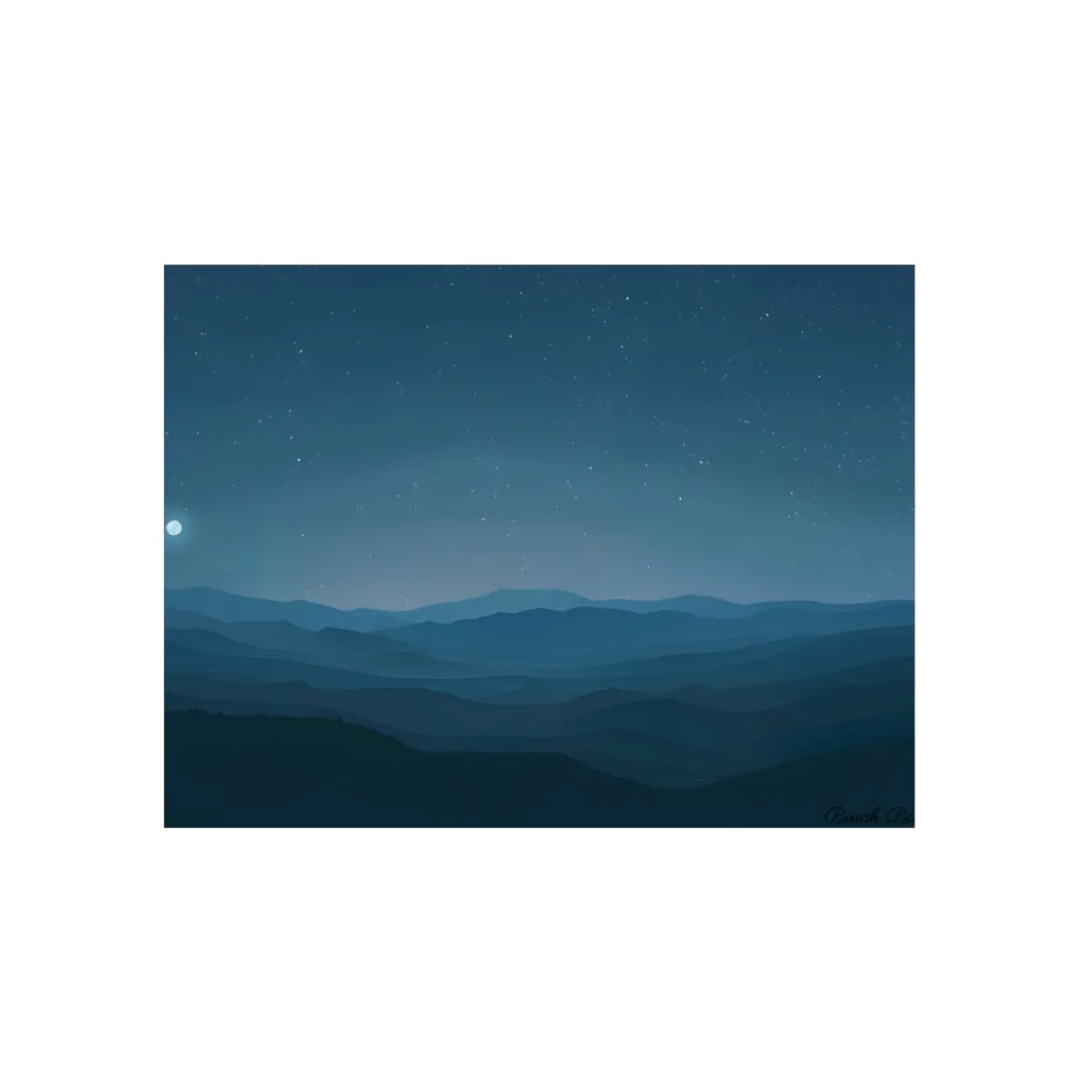 Minimalist Night Sky: Tranquil - Metal Poster
