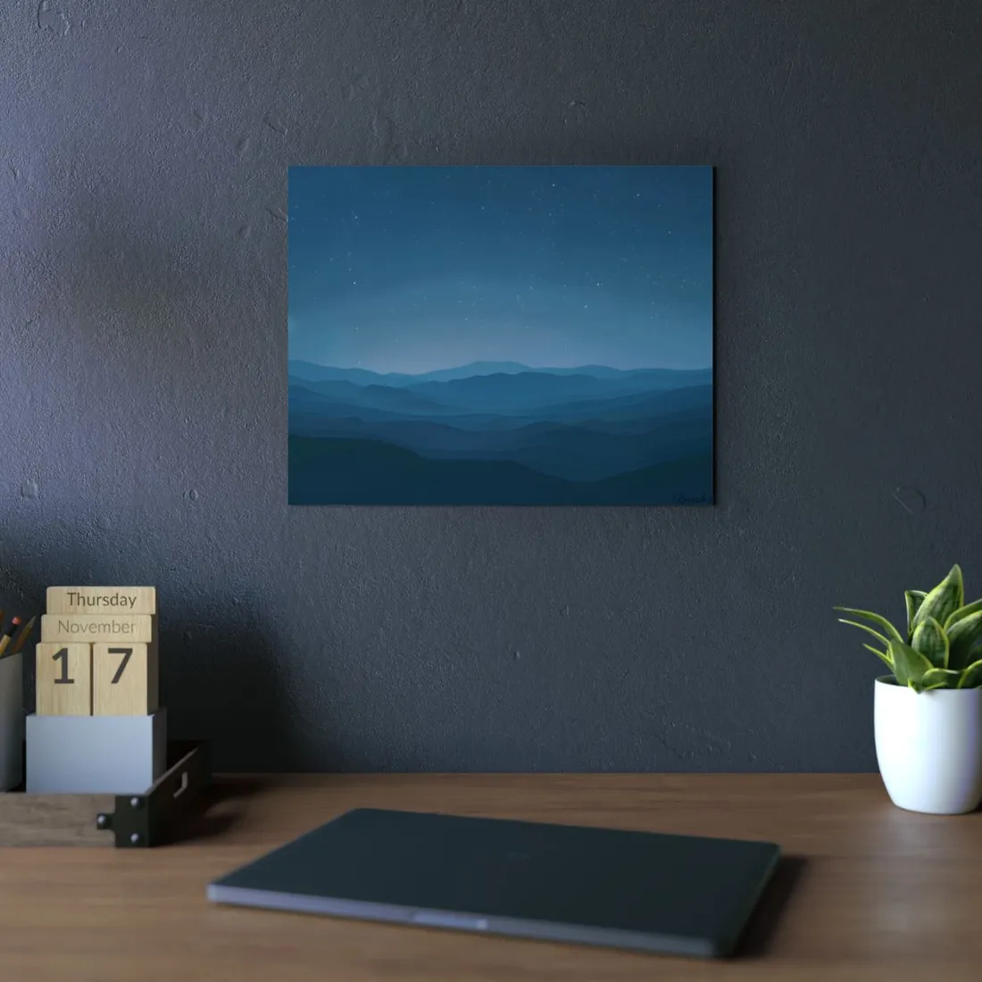 Minimalist Night Sky: Tranquil - Metal Poster