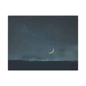 Thin Crescent Moon over Dark Field Canvas Print