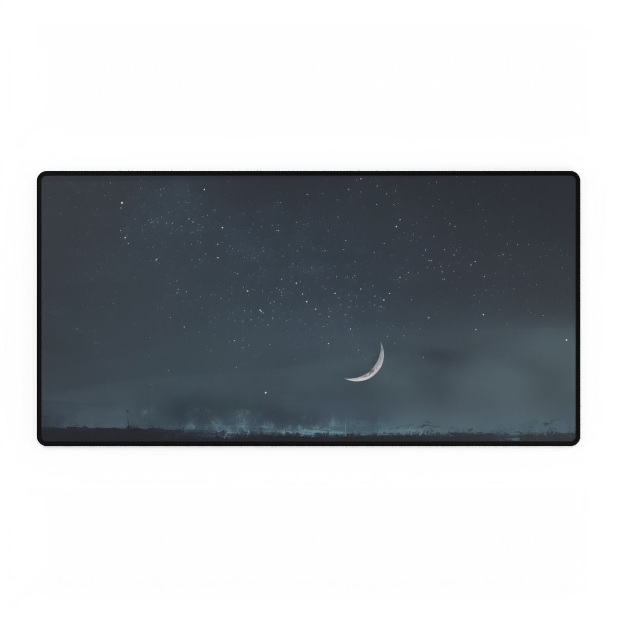 Minimalist Night Tree: Soft Lighting in Blue-Gray Skies - Desk Mat