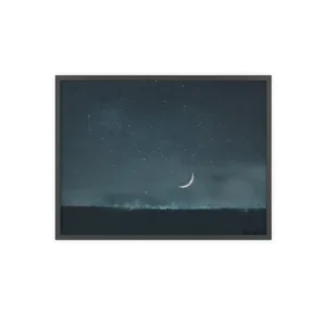 Thin Crescent Moon over Dark Field Framed Poster