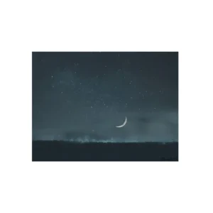 Thin Crescent Moon over Dark Field Metal Poster