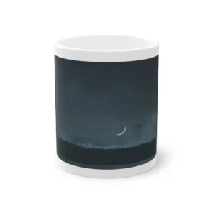 Thin Crescent Moon over Dark Field Mug