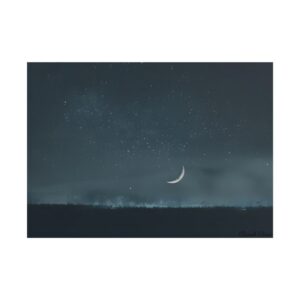 Thin Crescent Moon over Dark Field Poster