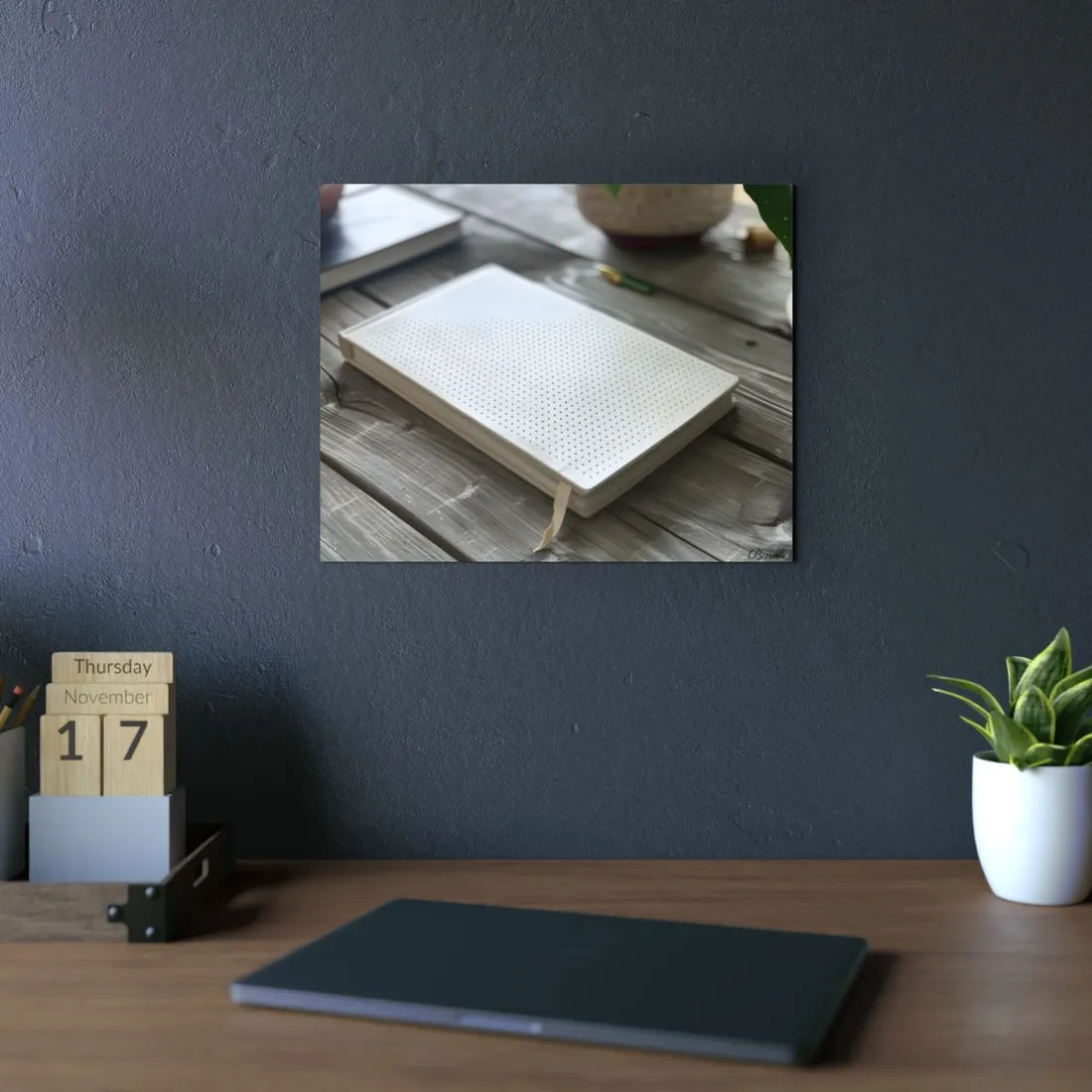 Minimalist Notebook: Embossed Dot Pattern Art - Metal Poster