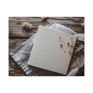 White Dotted Album on Wood Canvas Print
