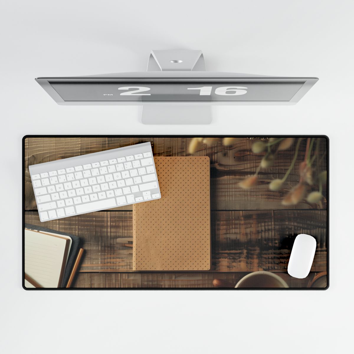 Minimalist Notebook with Embossed Dot Pattern: Flat Design Artwork - Desk Mat
