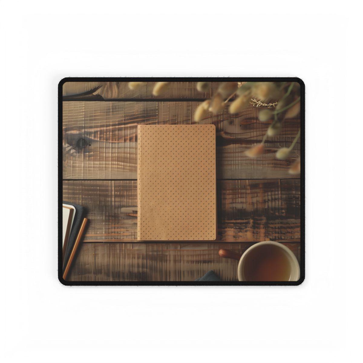 Minimalist Notebook with Embossed Dot Pattern: Flat Design Artwork - Desk Mat