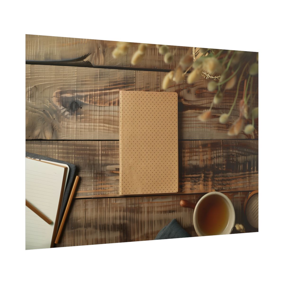 Minimalist Notebook with Embossed Dot Pattern: Flat Design Artwork - Poster