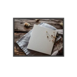 White Dotted Album on Wood Framed Poster