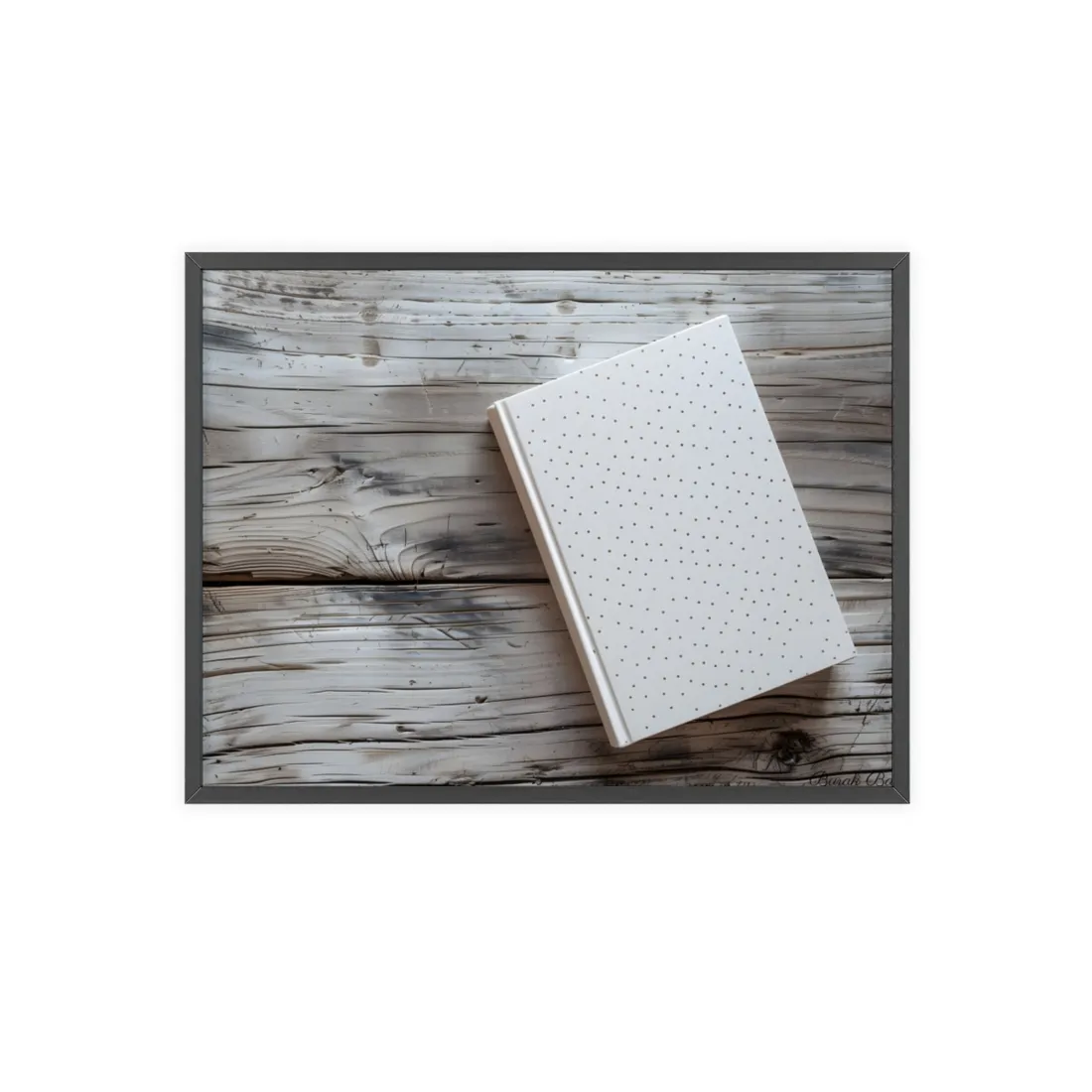Minimalist Notebook with Embossed Dot Pattern: Unique Stationery Art - Framed Poster
