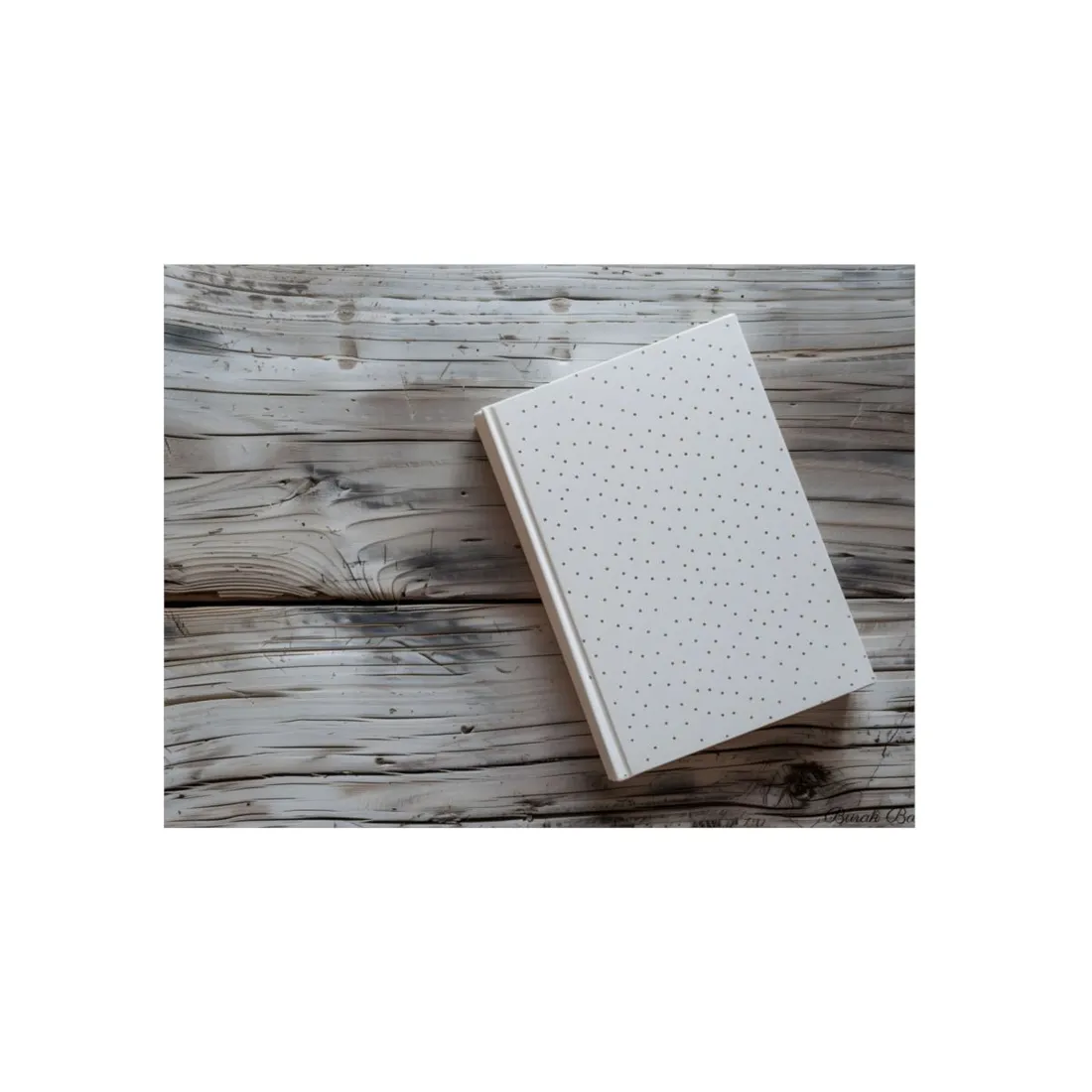 Minimalist Notebook with Embossed Dot Pattern: Unique Stationery Art - Metal Poster