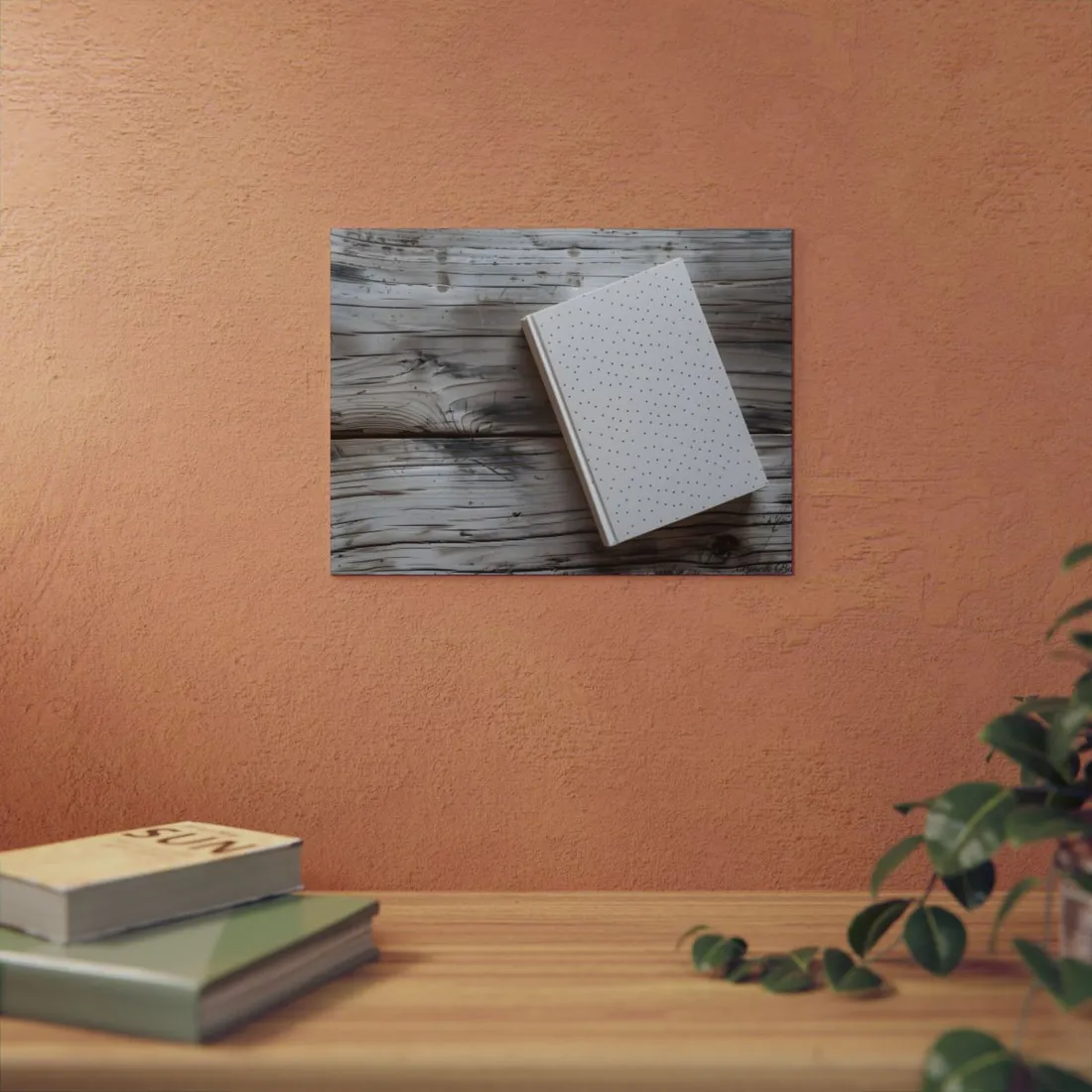 Minimalist Notebook with Embossed Dot Pattern: Unique Stationery Art - Metal Poster