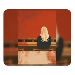 Woman Seated in Wooden Pews Mouse Pad