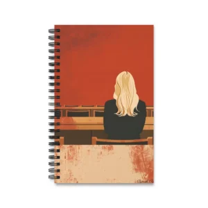 Woman Seated in Wooden Pews Spiral Notebook