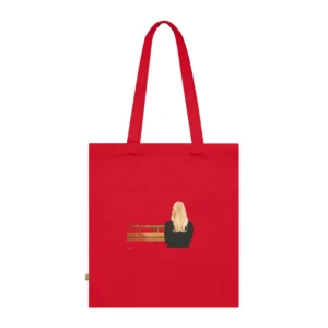 Woman Seated in Wooden Pews Tote Bag