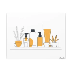 Skincare Bottles on Shelf Canvas Print