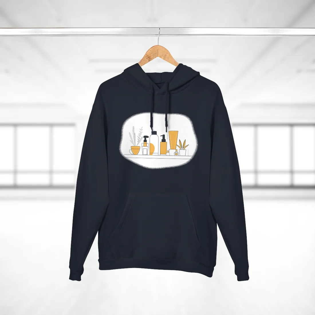 Minimalist Product Design: Bold Gray Illustration - Hoodie (Navy)