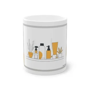 Skincare Bottles on Shelf Mug