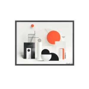 Geometric Orange Sun Composition Framed Poster