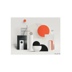 Geometric Orange Sun Composition Metal Poster