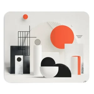 Geometric Orange Sun Composition Mouse Pad