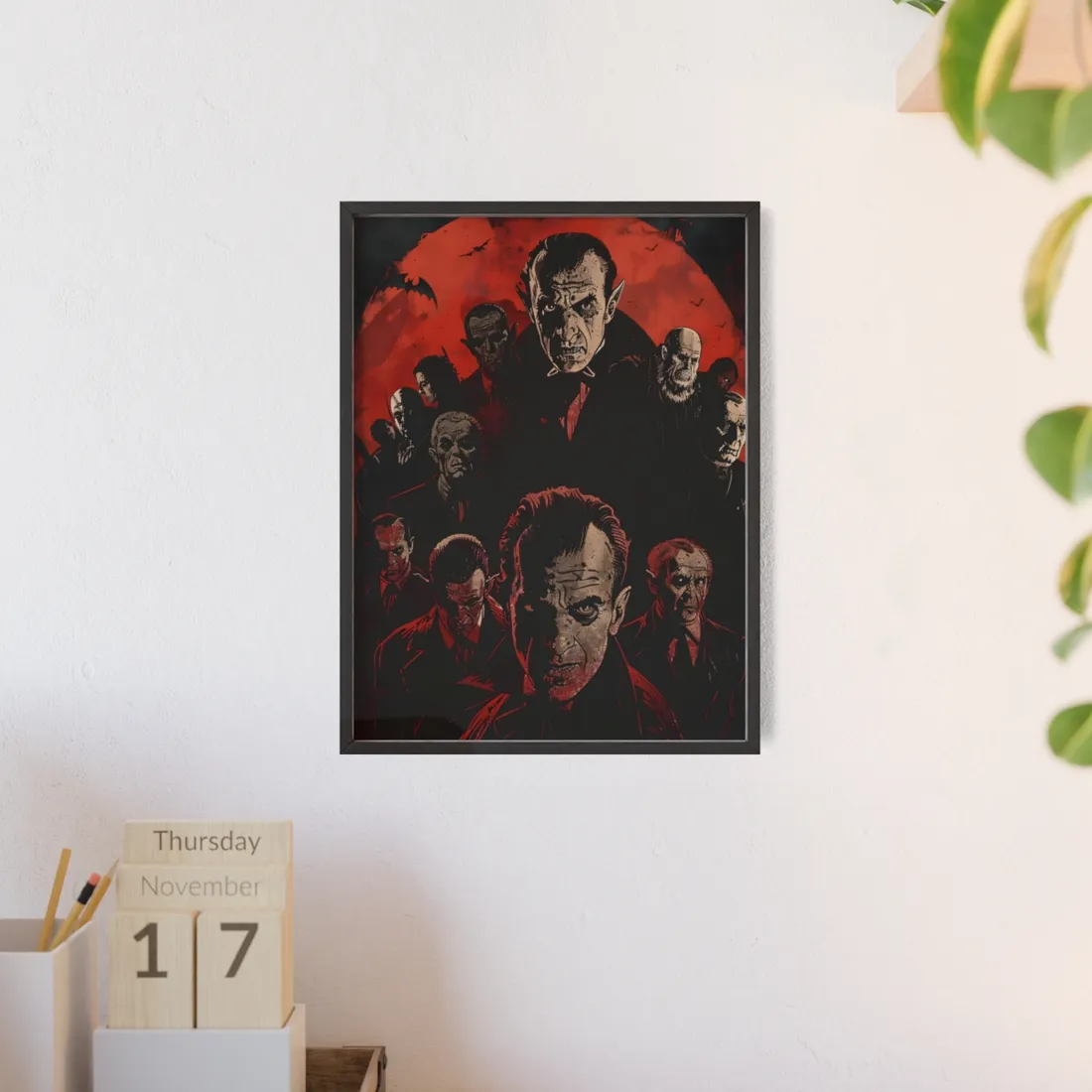 Mischievous Vampires: A Charismatic Leader's Nightly Revelry - Framed Poster