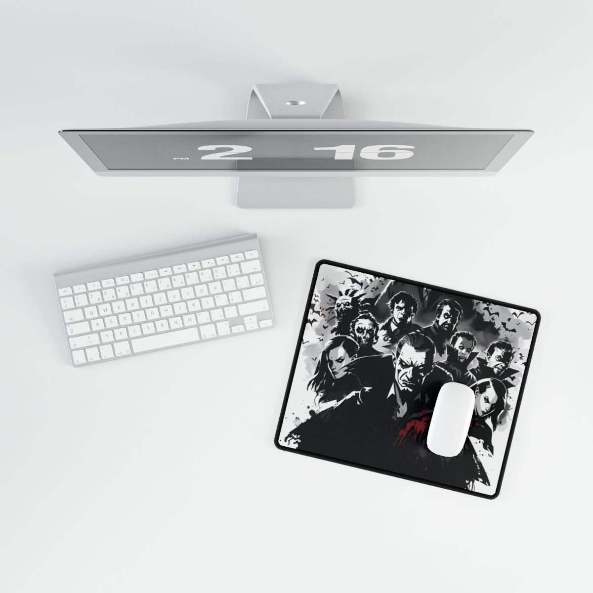 Mischievous Vampires: Dark Digital Artwork with Charismatic Leader - Desk Mat
