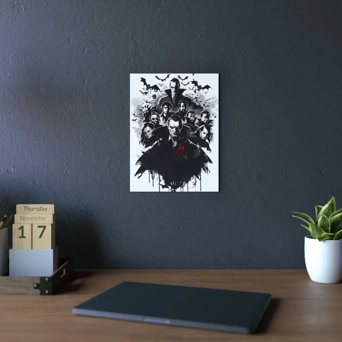 Mischievous Vampires: Dark Digital Artwork with Charismatic Leader - Metal Poster