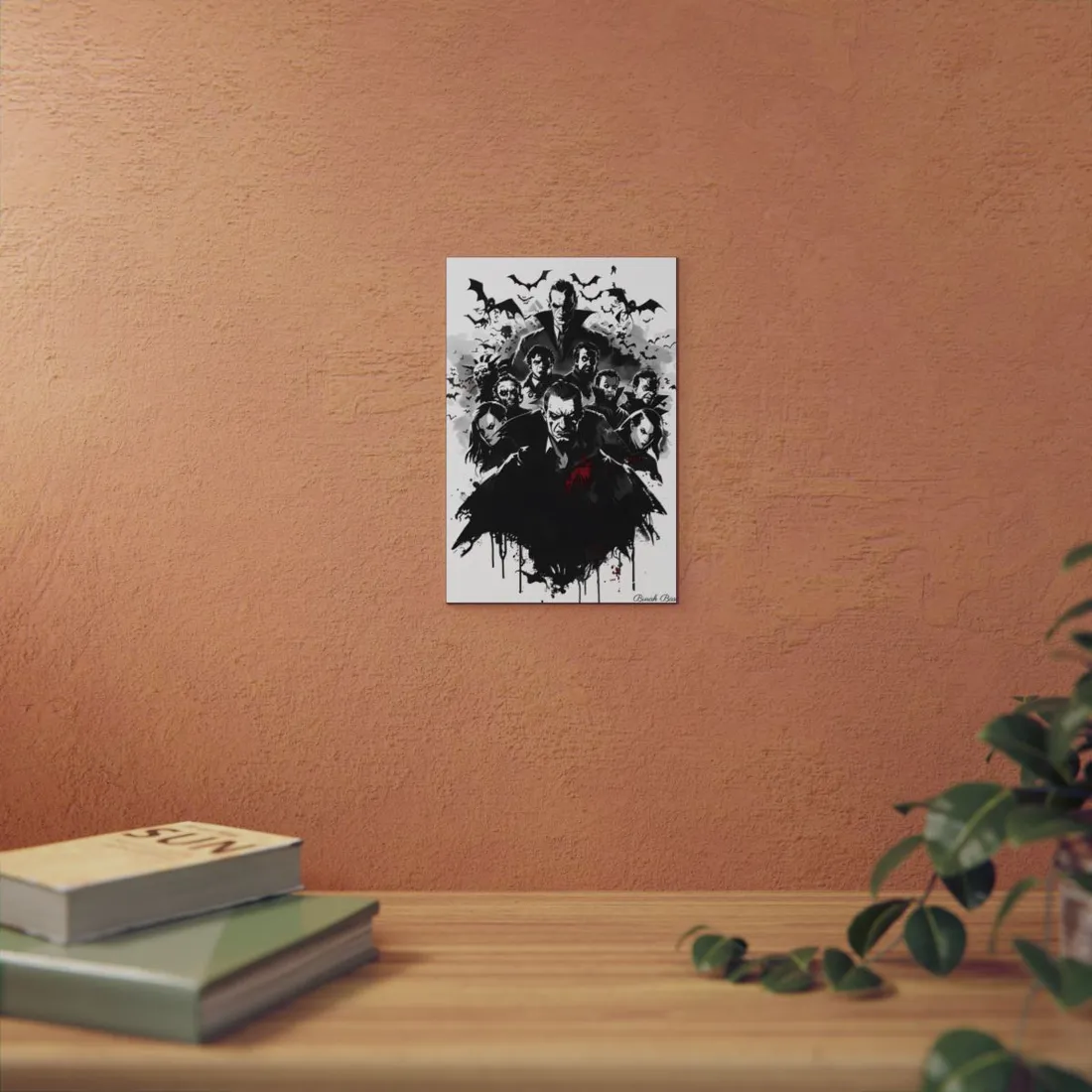 Mischievous Vampires: Dark Digital Artwork with Charismatic Leader - Metal Poster