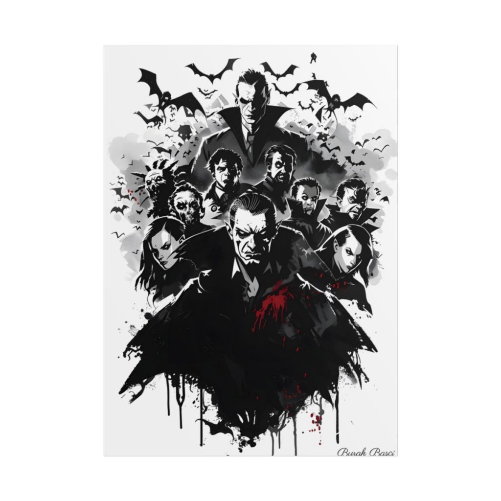 Mischievous Vampires: Dark Digital Artwork with Charismatic Leader - Poster