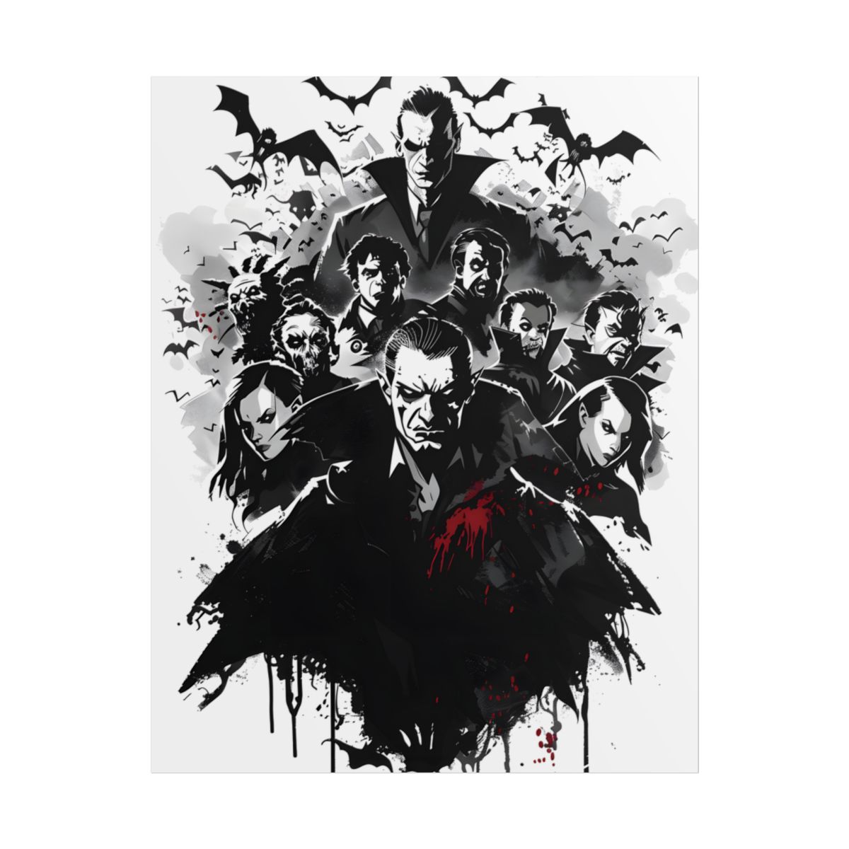 Mischievous Vampires: Dark Digital Artwork with Charismatic Leader - Poster