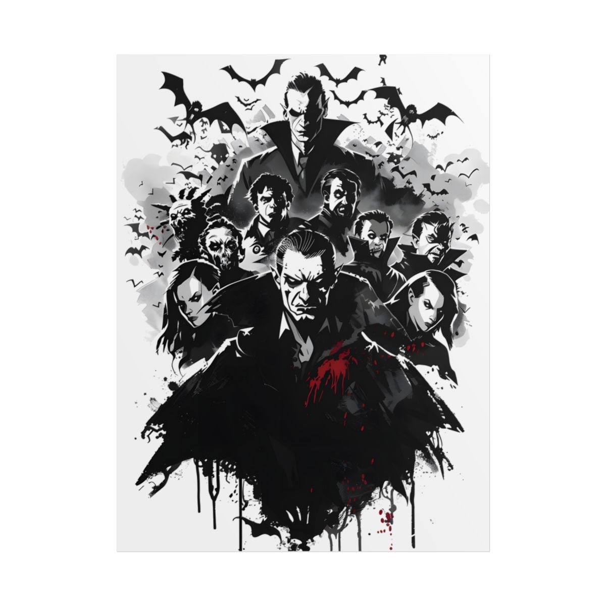 Mischievous Vampires: Dark Digital Artwork with Charismatic Leader - Poster