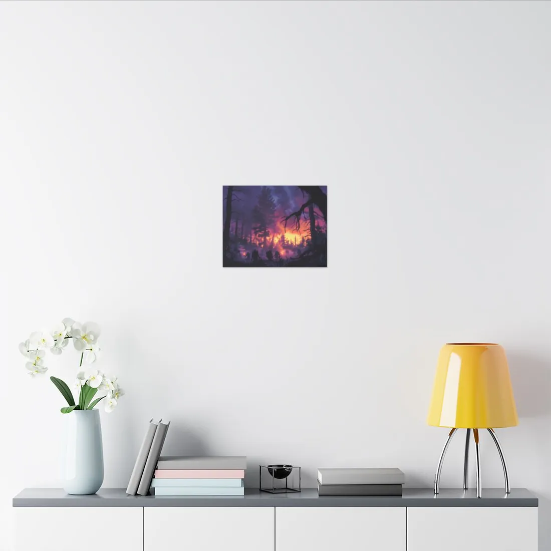 Misty Forest Sunset: Serene Hike Digital Art - Canvas