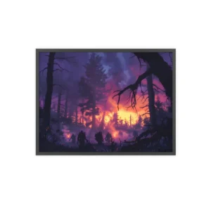 Dusk Forest Torchlight Framed Poster