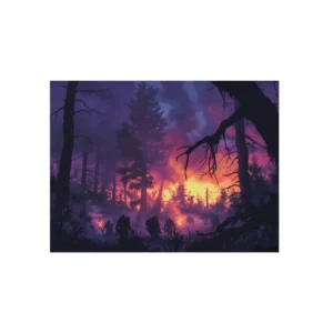 Dusk Forest Torchlight Metal Poster