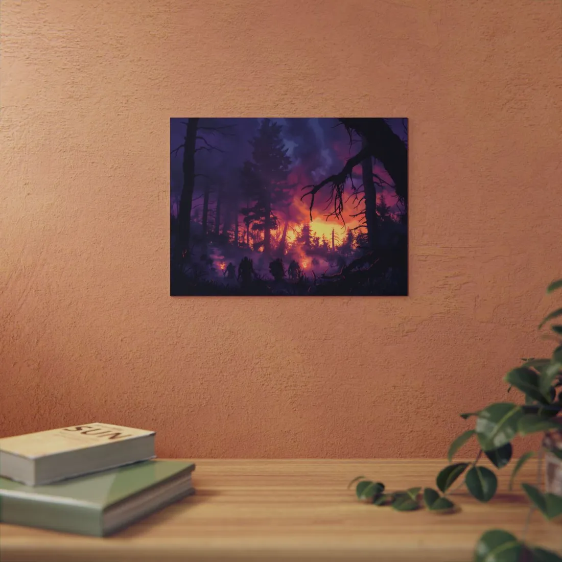 Misty Forest Sunset: Serene Hike Digital Art - Metal Poster
